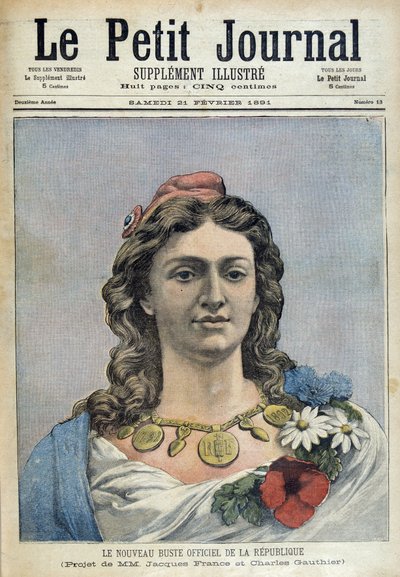 Den nye officielle buste af republikken (Marianne) - i "" Le Petite Journal"" af 21/02/1891 af Unknown artist