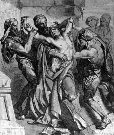 Kapernams besatte. På trods af de mirakler, Jesus udførte, nægtede byen at konvertere. Indgravering af det 19. århundrede. af Unknown artist