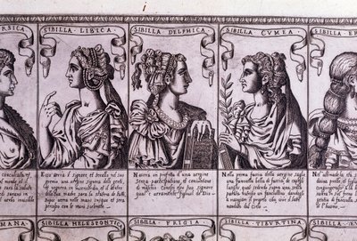 The Sibyls: Libyan, Delphic, Cumaean (gravering) af Unknown artist