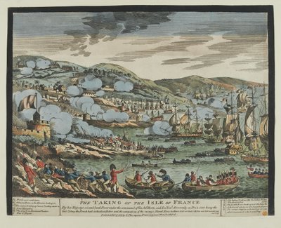 Indtagelsen af Isle of France (Mauritius), 2. december 1810 (træsnit, farvet) af Unknown artist