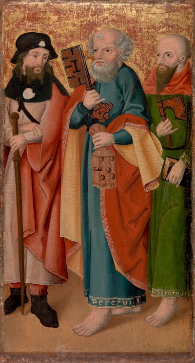 Tre apostle med stok, nøgle og økse af Unknown artist