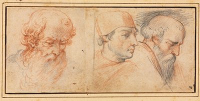 Tre hovedstudier af Unknown artist
