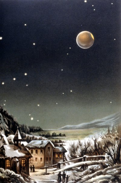 Total måneformørkelse. 1800-tals illustration af Unknown artist