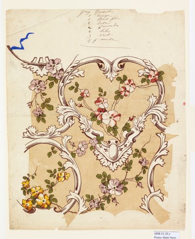 Prøvebevis for en blomstret Chintz af Unknown artist