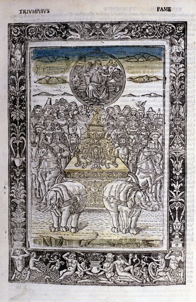 Triumf for Francesco Petrarcas (Petrarca) berømmelse. Miniaturer sd. Bibl. Trivulziana, Milano. af Unknown artist