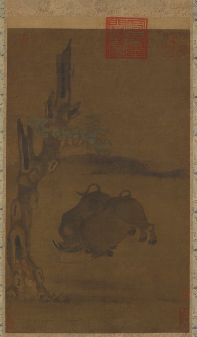 To kæmpende vandbøfler af Unknown artist