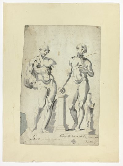 To skulpturer: Antinous i Vatikanets haver og Nisaus Bacchus i Farnese-paladset af Unknown artist