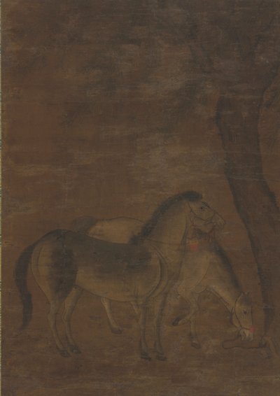 To heste under et træ af Unknown artist