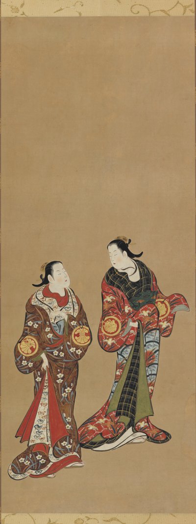 To høje kvinder i mørke klæder af Unknown artist