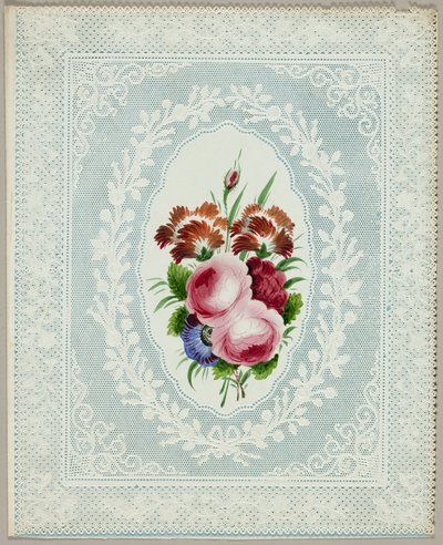 Valentine uden titel (blomster på blonder) af Unknown artist