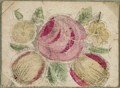 Valentin uden titel (lyserøde og gule blomster) af Unknown artist