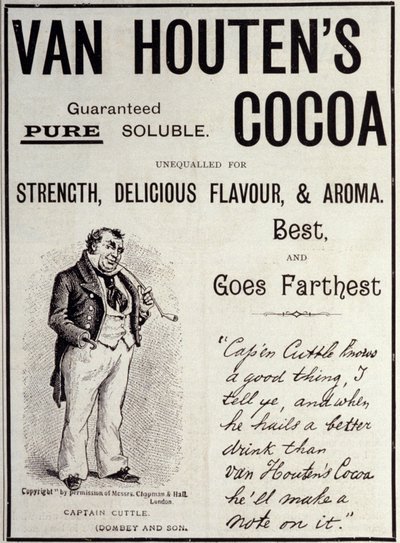 Van Houten kakao reklameklistermærke, omkring 1890 af Unknown artist