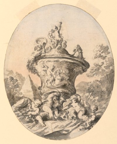 Vase i Landskab af Unknown artist