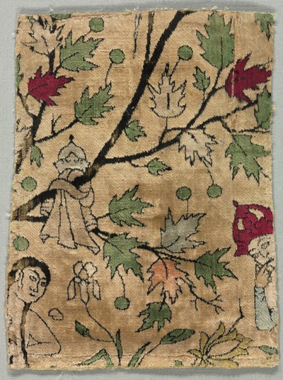 Fløjlsfragment, Khusrau ser Shirin bade af Unknown artist