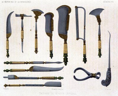 Venerboard: 1500-tals veneursæt. I "" Middelalderen og renæssancen"" af Lacroix. af Unknown artist