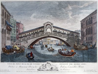 Venedig, udsigt over Rialtobroen - Optik af Unknown artist