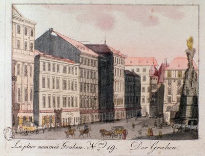 Udsigt over Graben-pladsen i Wien. af Unknown artist