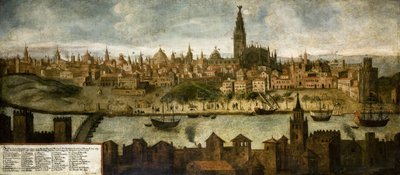 Udsigt over Hispalis (Sevilla), Anonym. Olie på lærred, størrelse: 108x242 af Unknown artist
