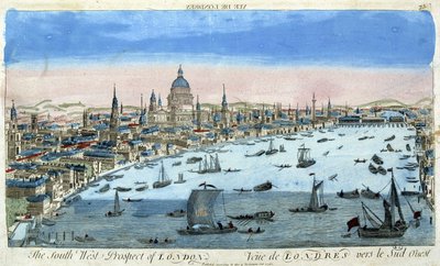 Udsigt over London og Themsen, sydvest - optisk udsigt af Unknown artist