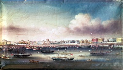 Udsigt over Shanghai Port, omkring 1850. af Unknown artist
