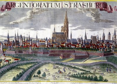 Udsigt over Strasbourg omkring 1770 med dens katedral af Unknown artist