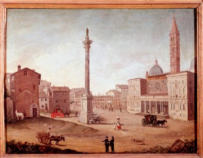 Udsigt over basilikaen Santa Maria Maggiore (Santa Maria Maggiore) i Rom Anonym akvarel. Rom fra det 18. århundrede, Roms museum af Unknown artist
