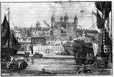 Udsigt over Tower of London og Themsen i slutningen af det 18. århundrede gravering af Unknown artist