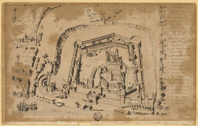 Udsigt over Tower of London i 1553 af Unknown artist