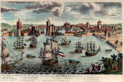 Udsigt over byen og havnen i La Rochelle, Frankrig (Charente Maritime af Unknown artist
