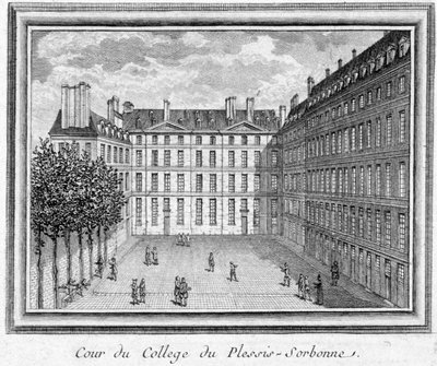 Udsigt over hoffet til kollegiet i Plessis Sorbonne (Paris), grundlagt i 1323 af Geoffroy du Plessis Balisson, brugt i 1848 og 1849 af ENA. Gravering bevaret på Musee Carnavalet. af Unknown artist
