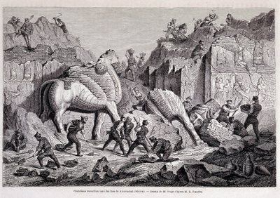 Udsigt over udgravningerne af Khorsabad (Khunsabad) (Nineveh) - i "" Jorden rundt"" 2. uge 1861. af Unknown artist