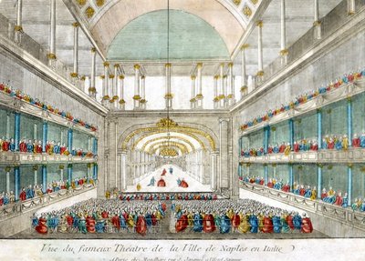 Udsigt over det berømte teater i byen Napoli i Italien. af Unknown artist