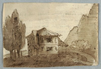 Villa i en bjergrig region af Unknown artist