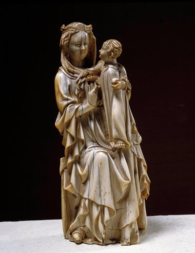 Virgin and Child Elfenbensskulptur fra det 14. århundrede. af Unknown artist