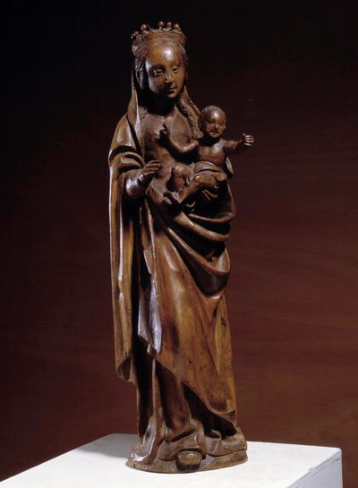 Jomfru og barn Træskulptur fra det 14. århundrede. Fremstillet i det nordlige Frankrig. Musee Vivenel, Compiegne af Unknown artist