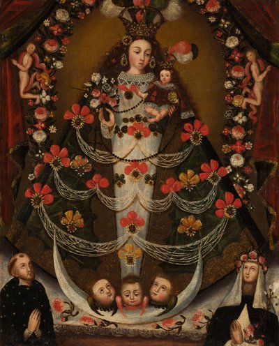 Jomfru af Pomata med Sankt Nikolaus Tolentino og Sankt Rose af Lima af Unknown artist