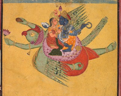 Vishnu og Lakshmi på Garuda af Unknown artist