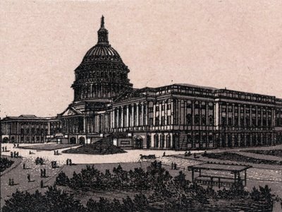 Washington, USA: udsigt over Capitol. i "The World Illustrates 168 Views" Udateret (slutningen af det 19. århundrede) af Unknown artist