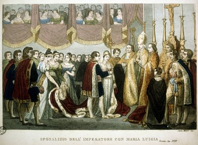 Bryllupsceremoni mellem Napoleon I og Maria - Louise af Habsburg i Augustinerkirken i Wien, 2. april af Unknown artist