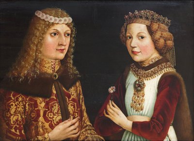 Bryllupsportræt af Ladislaus den Posthume (Ladislas de Habsbourg dit le Posthume) (1440-1457) og Magdalena af Valois (Madeleine de France ou de Valois) (1443-1495) - Anonym - 1457 - Olie på træ - 38,5x52 - Szepmuveszeti Museum, Budapest af Unknown artist