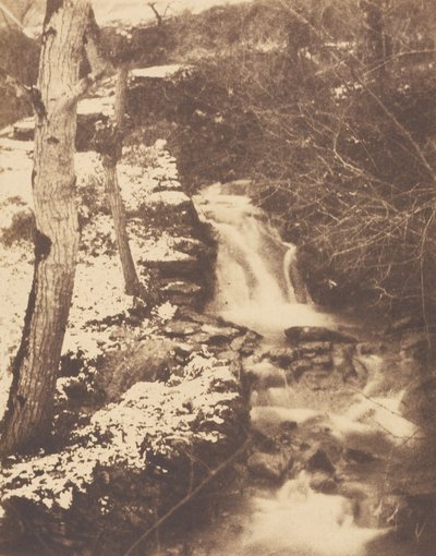 [Vinterlandskab med vandfald og strøm] af Unknown artist