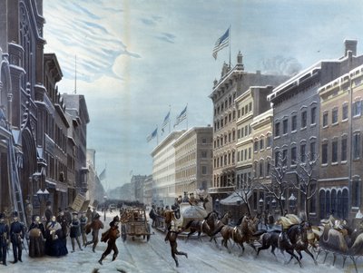 Vinterscene i Broadway, New York af Unknown artist