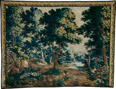 Skovområde med en dam af Unknown artist
