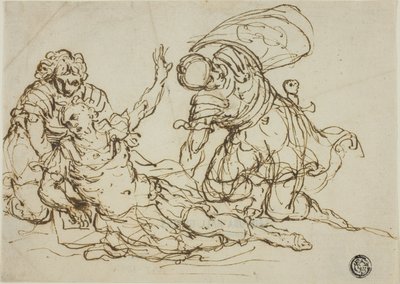Såret kriger og to ledsagere af Unknown artist
