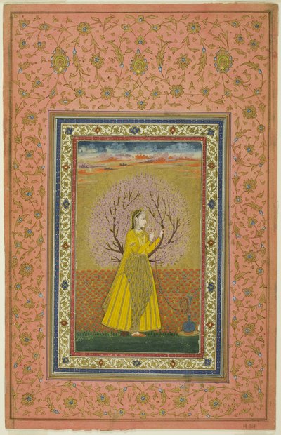 Ung kvinde ryger en Huqqa af Unknown artist