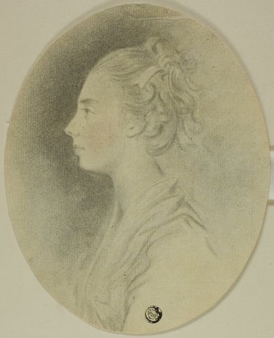 Ung kvinde i profil med bånd i håret af Unknown artist