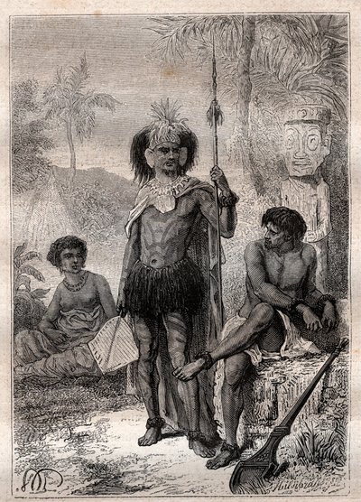 indfødte på Marquesas-øerne - Kaptajn James Cooks rejse af Unknown artist