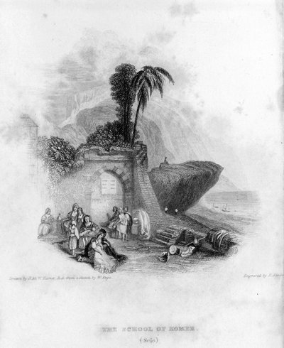 Homerskolen på den græske ø Chios. af Unknown artist