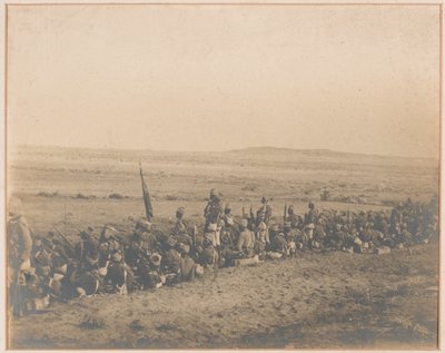 12. sudanesiske bataljon afventer Dervish-angrebet, Omdurman, 2. september 1898 af Unknown