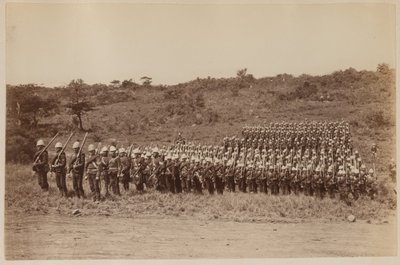 91. højlændere vender tilbage fra Zululand 1879 (s/h-foto) af Unknown photographer
